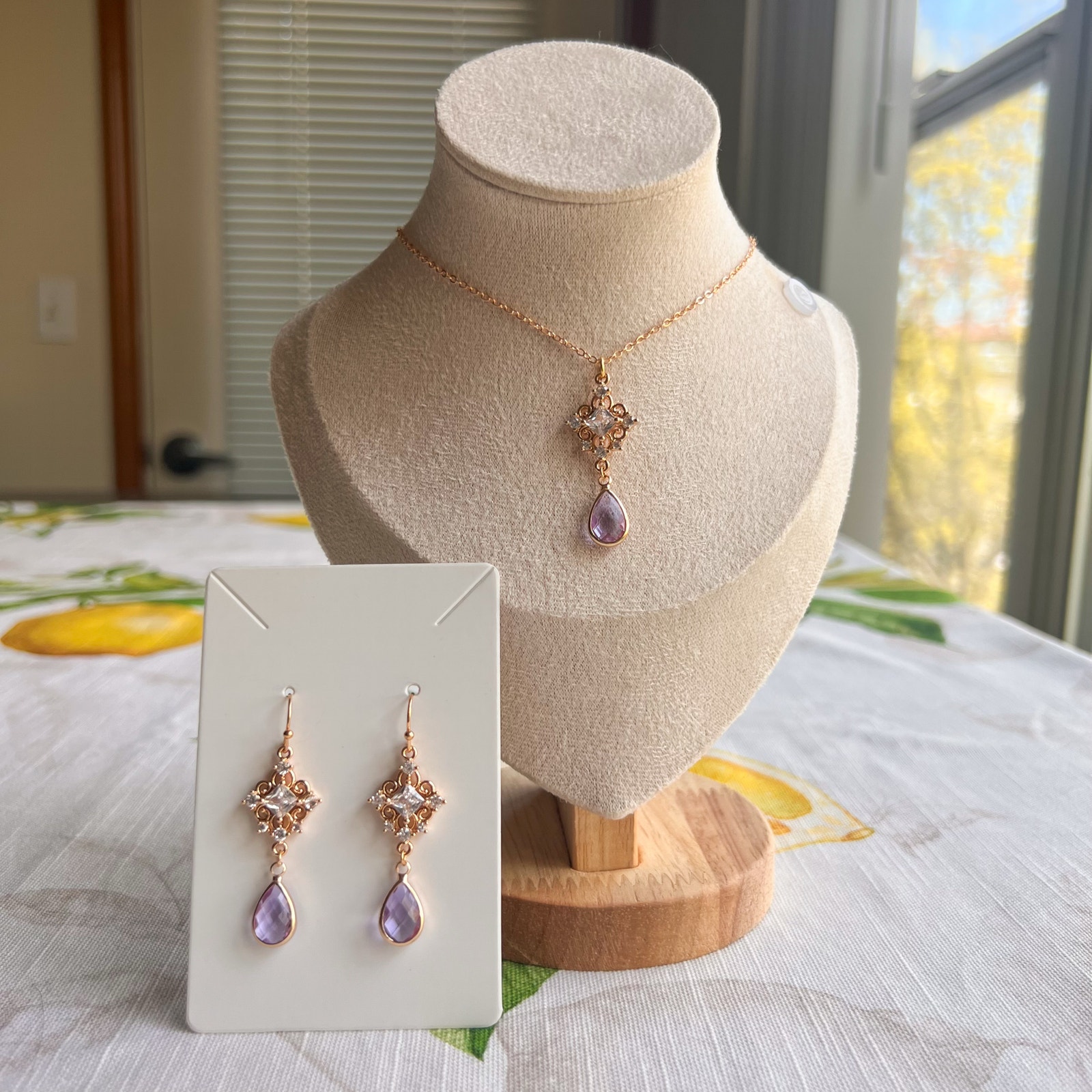 Boho Bridal Jewelry Set Lavender Bridgerton Jewelry Victorian Romantic 35$